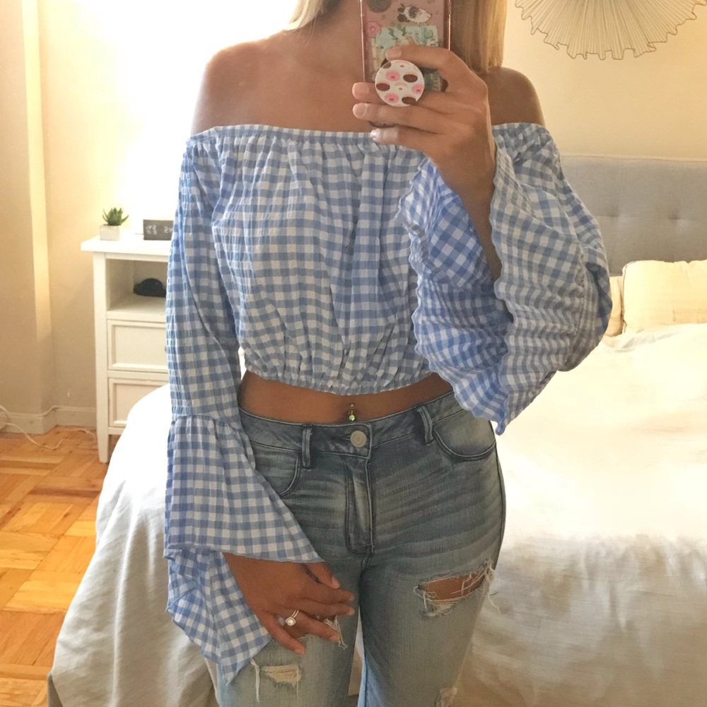 NWT Necessary Clothing Gingham Crop Top